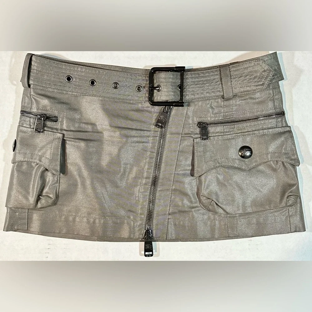 Burberry Women Gunmetal Cargo mini skirt dark grey size 6 cotton and polyamide